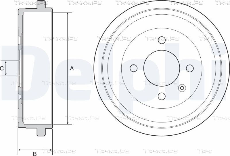 Тормозной барабан Delphi для Volkswagen up! I 2011-2026. Артикул BF549