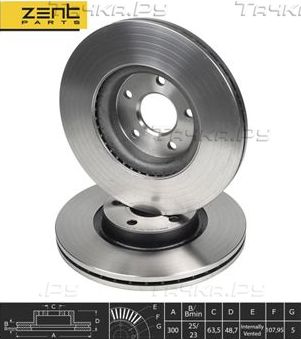 Тормозной диск Zentparts передний для Ford C-MAX II 2010-2019. Артикул Z06019