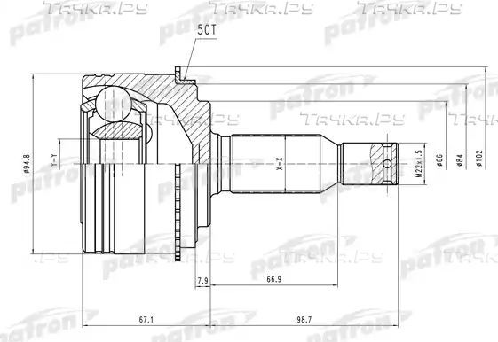 Шрус наружный (граната) Patron для Mitsubishi Pajero III 2001-2006. Артикул PCV2006