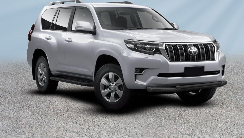 Защита Slitkoff переднего бампера d76+d57 двойная для Toyota Land Cruiser Prado 150 2й Рестайлинг 2017-2026 Черная. Артикул TOP17-002B