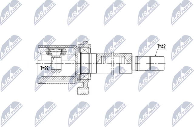 Шрус внутренний (граната) NTY передний правый для MAN TGE 2016-2026. Артикул NPW-VW-092