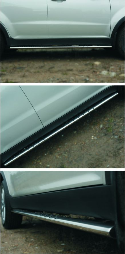 Защита порогов RusStal труба 75х42 овал с проступью для SsangYong Actyon II 2014-2026. Артикул SYAO-001977