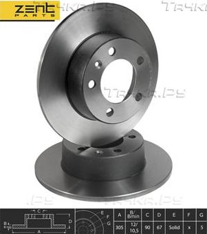 Тормозной диск Zentparts. Артикул Z06237