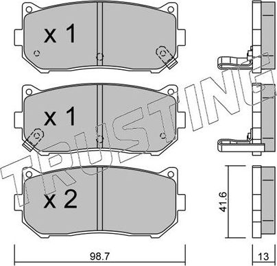 Тормозные колодки Trusting задние для Kia Clarus I 1996-2001. Артикул 381.0