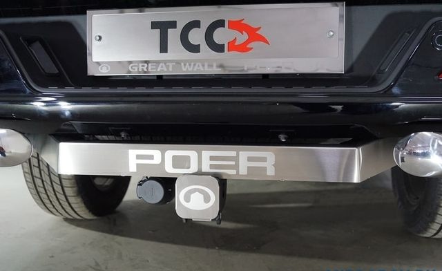 Фаркоп ТСС под американский квадрат для Great Wall Poer 2.0TD 4WD 2021-2026 с накладкой из нержавеющей стали. Артикул TCU00290