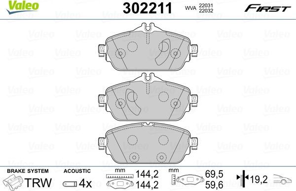 Тормозные колодки Valeo First. Артикул 302211