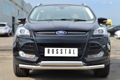 Защита RusStal переднего бампера d63 (секции) d75х42 (дуга) для Ford Kuga II 2013-2016. Артикул FGZ-001378