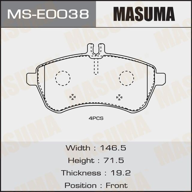 Тормозные колодки Masuma. Артикул MS-E0038