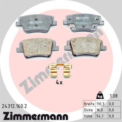 Тормозные колодки Zimmermann. Артикул 24312.160.2