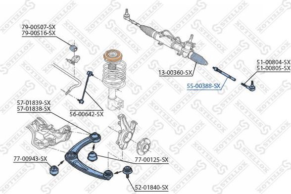 Рулевая тяга Stellox. Артикул 55-00388-SX