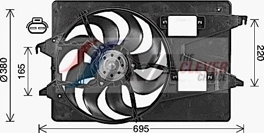 Вентилятор радиатора двигателя AVA (полимерный материал). Артикул FD7555