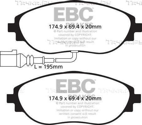 Тормозные колодки EBC Brakes передние для SEAT Leon III 2013-2026. Артикул DP52127NDX