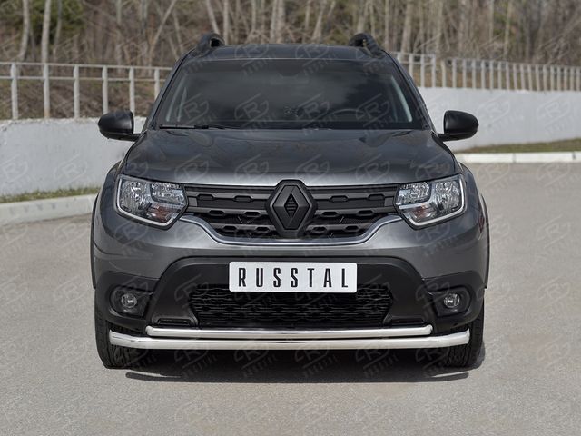 Защита RusStal переднего бампера d63 (секции)-d42 (дуга) для Renault Duster II 2021-2026. Артикул RDZ-003803