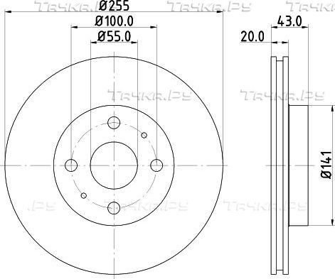 Тормозной диск Mintex передний для Geely MK I 2008-2015. Артикул MDC1394