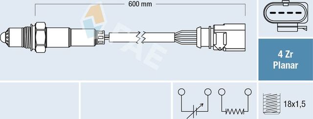 Лямбда-зонд (кислородный датчик) FAE для Volkswagen Scirocco III 2013-2017. Артикул 77704