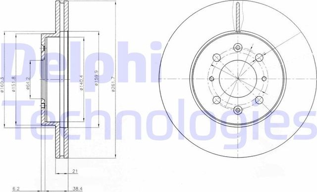 Тормозной диск Delphi передний для Rover 200 II (R8) 1995-1999. Артикул BG2759