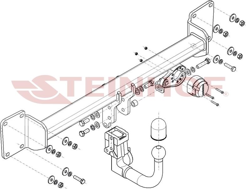 Фаркоп Steinhof для Volvo V60 II 2018-2026 (вкл. R-Design, вкл. 4WD). Быстросъемный крюк. Артикул V-317