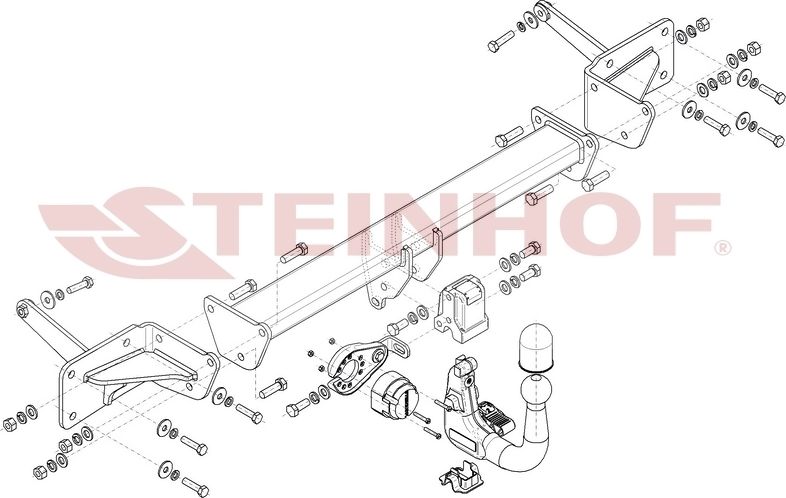 Фаркоп Steinhof для Volkswagen Multivan T7 STM, STN 2021-2026. Артикул V-084