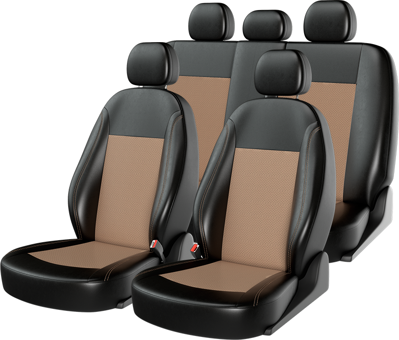 Чехлы универсальные CarFashion Atom Zamsha на сидения авто, цвет Черный/Бежевый/Бежевый. Артикул 10997