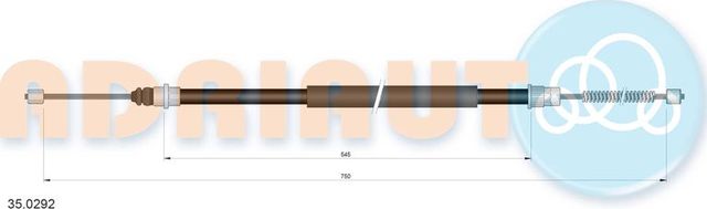 Трос ручника (тросик ручного тормоза) Adriauto задний правый для Peugeot 406 I 1995-2004. Артикул 35.0292