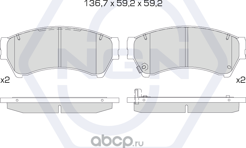 Колодки тормозные керамические, передние (NGN). Артикул 3501402