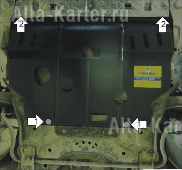 Защита Мотодор для картера, КПП Citroen Berlingo II 2008-2019. Артикул 01614