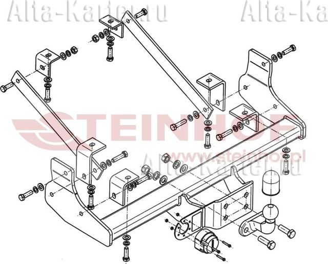 Фаркоп Steinhof для Renault Master III фургон, микроавтобус (со ступенькой) 2010-2026. Фланцевое крепление. Артикул R-062