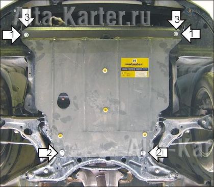 Защита Мотодор для картера, КПП Toyota Corolla Spascio E120 2002-2004. Артикул 04002