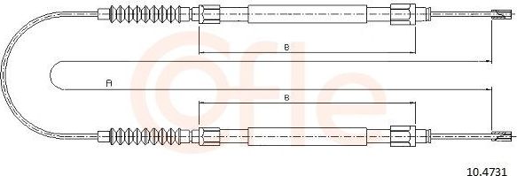 Трос ручника (тросик ручного тормоза) Cofle. Артикул 10.4731