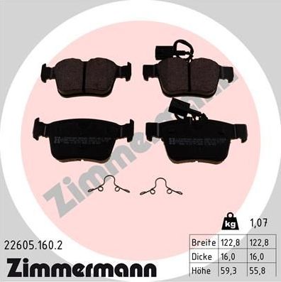 Тормозные колодки Zimmermann. Артикул 22605.160.2