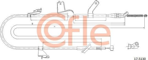 Трос ручника (тросик ручного тормоза) Cofle задний правый для Suzuki Splash I 2008-2015. Артикул 17.5130