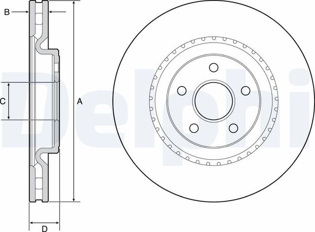 Тормозной диск Delphi для Jeep Grand Cherokee IV (WK2) 2010-2026. Артикул BG9213C