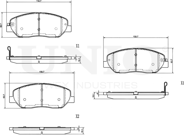 Колодки тормозные дисковые, комплект (Unio). Артикул BRP-20244