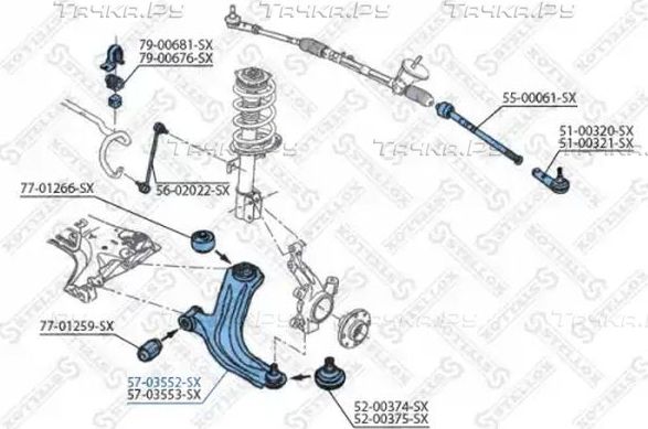 Рычаг передней подвески Stellox для Audi 80 V (B4) 1991-1994. Артикул 57-03552-SX