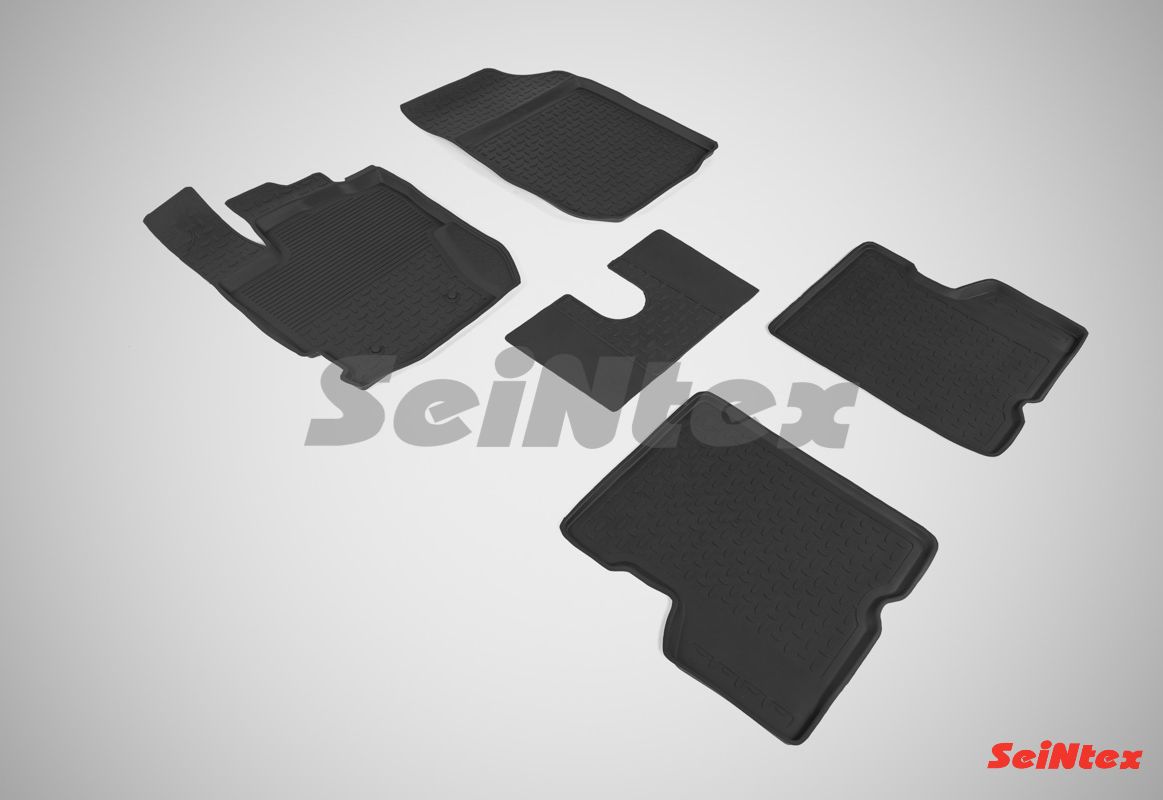Коврики резиновые Seintex с высоким бортиком для салона Renault Kaptur 4WD 2013-2026. Артикул 87504