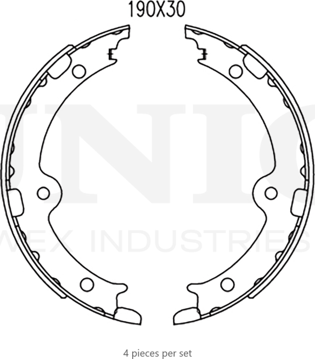 Колодки тормозные барабанные, комплект (Unio). Артикул BRP-10087