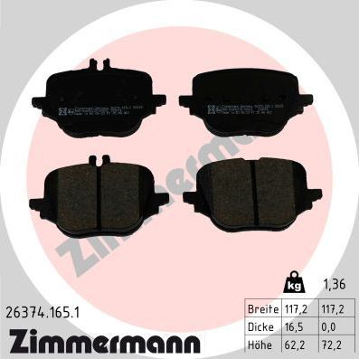 Тормозные колодки Zimmermann. Артикул 26374.165.1