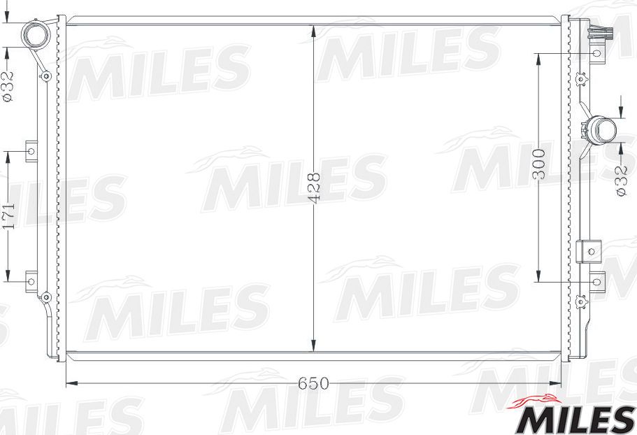 Радиатор охлаждения двигателя Miles (алюминий). Артикул ACRB189