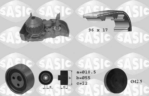 Помпа (водяной насос) с комплектом ремня ГРМ Sasic. Артикул 3904023