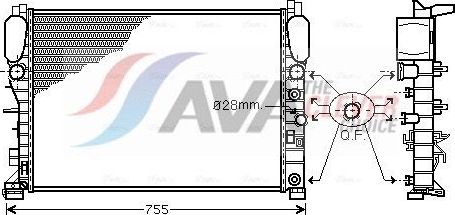 Радиатор охлаждения двигателя AVA. Артикул MSA2342