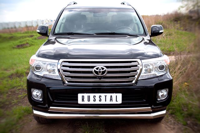 Защита RusStal переднего бампера 76/75х42 (сек-овал) для Toyota Land Cruiser 200 2012-2015. Артикул TLCZ-000514