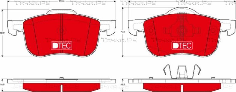 Тормозные колодки TRW DTEC COTEC передние для Volvo XC70 I 2000-2007. Артикул GDB1388DTE