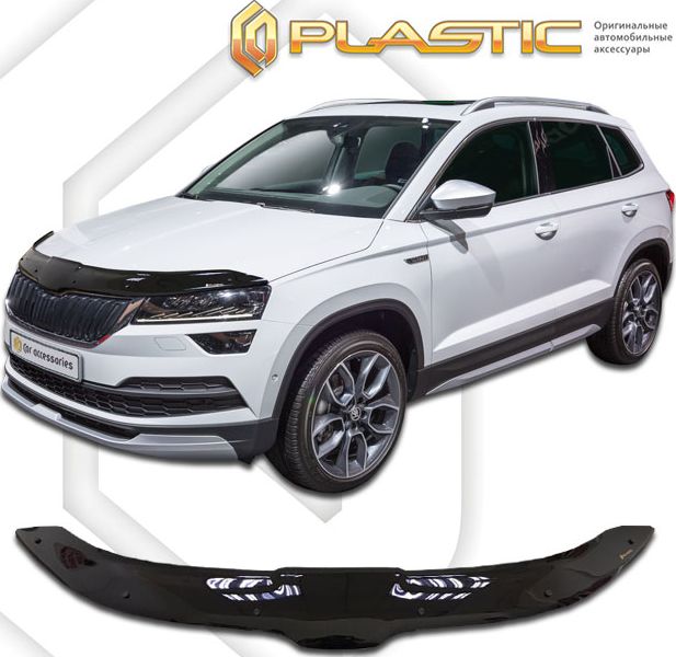Дефлектор СА Пластик для капота (Classic черный) Skoda Karoq 2017-2026. Артикул 2010010115517