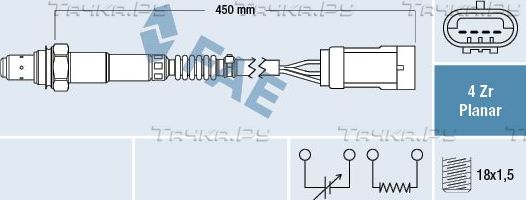 Лямбда-зонд (кислородный датчик) FAE для Renault Kangoo I 2005-2006. Артикул 77602