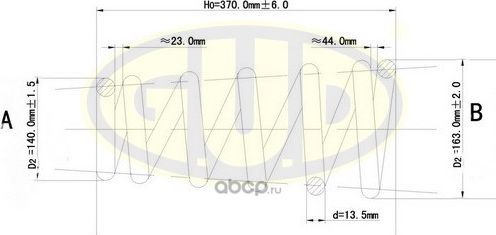 Пружина подвески G.U.D. передняя для Renault Megane I 1996-2003. Артикул GCS072932