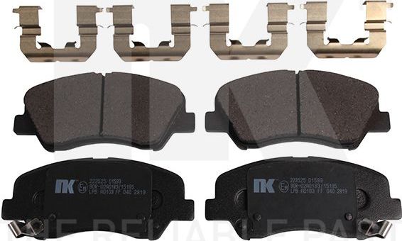 Тормозные колодки NK передние для Kia Rio III 2011-2017. Артикул 223525