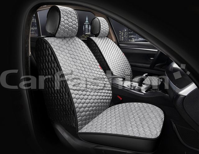 Накидки универсальные CarFashion Sota Front на передние сидения авто, цвет Серый/Черный/Серый. Артикул 26173