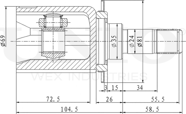 ШРУС внутренний (Unio). Артикул CVJ-30084