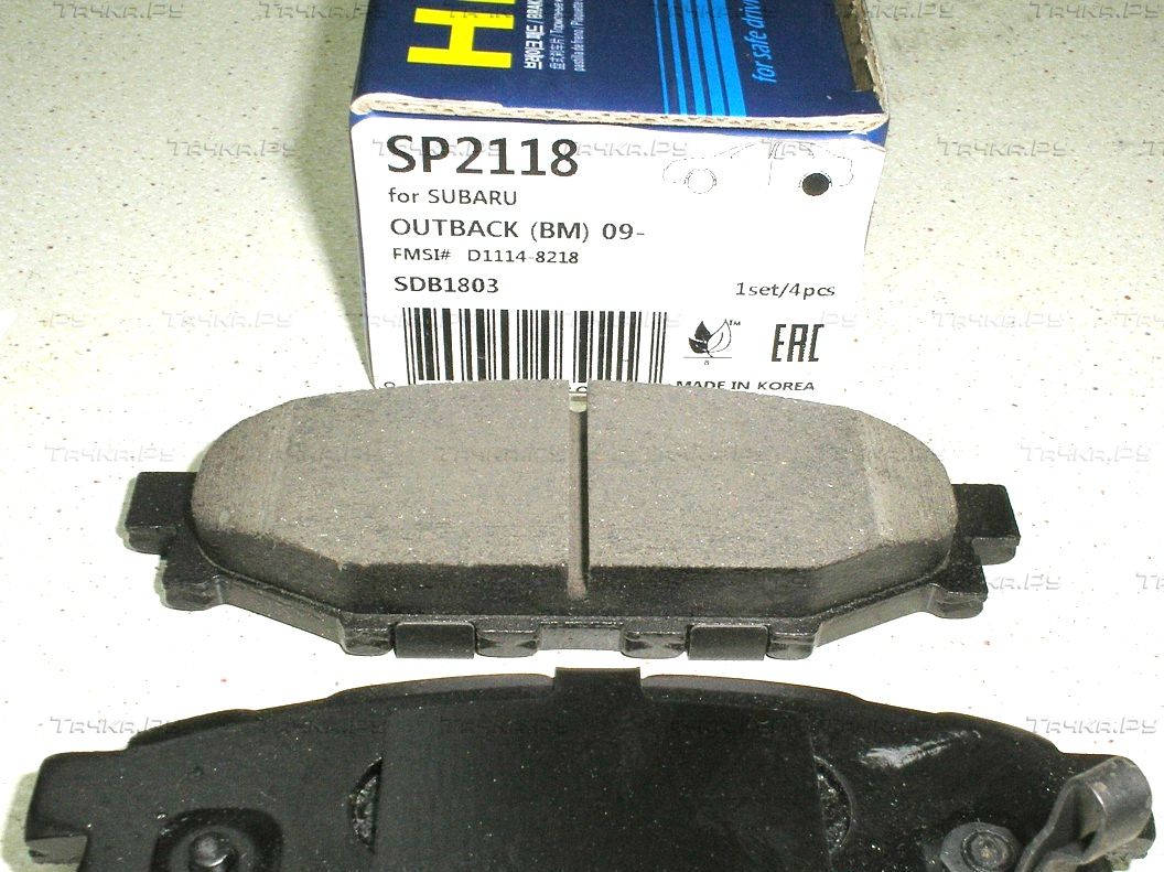 Тормозные колодки Sangsin Hi-Q задние для Subaru Outback IV 2009-2014. Артикул SP2118