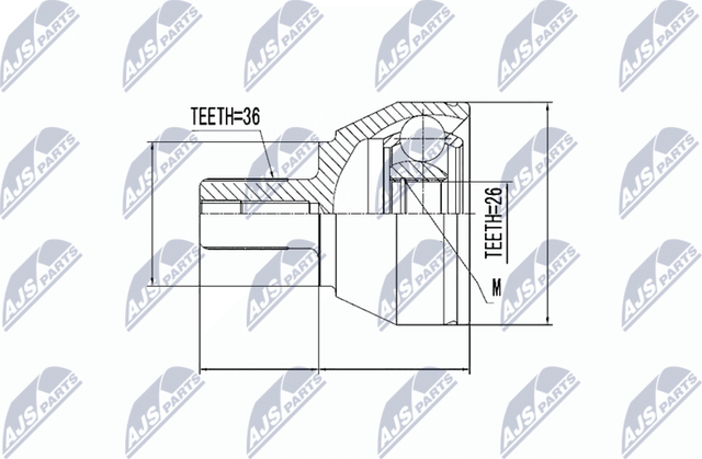 Шрус наружный (граната) NTY для Ford Focus II 2004-2012. Артикул NPZ-FR-027
